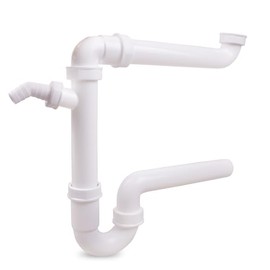 VIOKS Pipe Odour Trap 1 1/2 Inch Space-Saving Siphon with Horizontal Outlet 40 mm for Sink or Washbasin