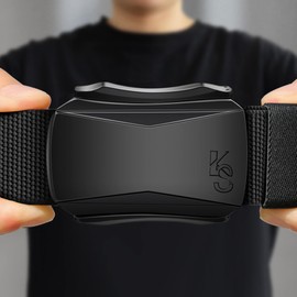 Cinturón De Hombre,KEMISANT Cinturón De Nylon De Malla Elástica Táctica Militar Adecuado Para La Caza A Pie Pantalones Vaqueros De 1.5 Pulgadas Reemplazable(Negro,105cm/30"-34"Cintura ajuste)