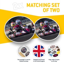 Vinyl Stickers (Set of 2) 7.5cm - Go Karting Racing Kart #16474