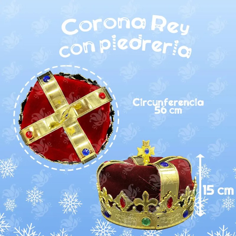 Corona Rey Mago Principe Reina Fiesta Real Joyas Boda Rojo