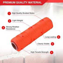 Goldblatt Mason Line, 250 Feet #18 Braided Nylon String Line, Nylon Twine for Gardening or Masonry Tools, Perfect Construction String for A String Level, Twine String for Gardening