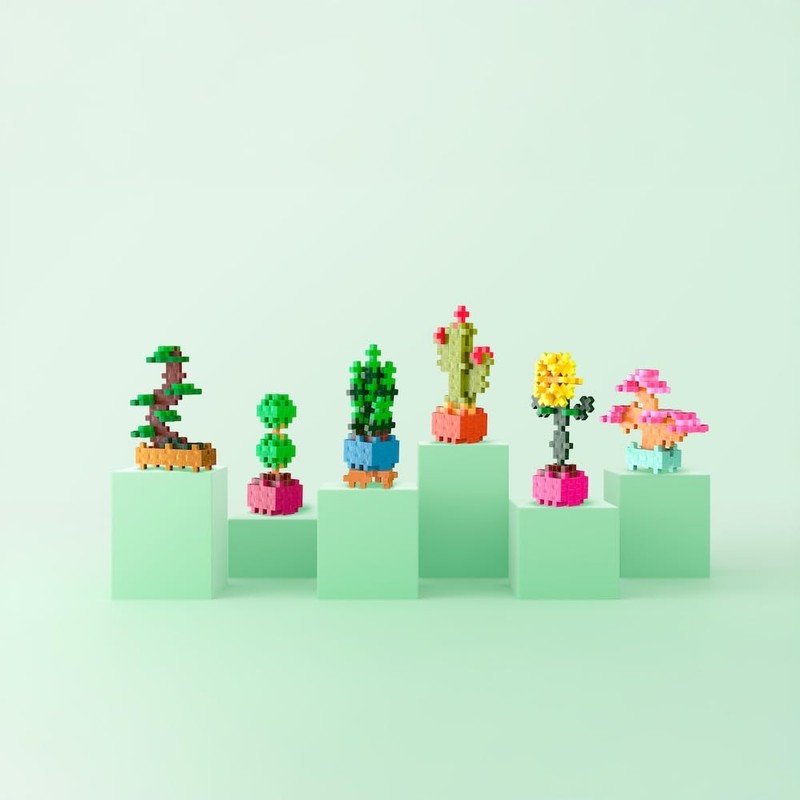 PLUS PLUS Playful Plant Packets, 3D Puzzle Building Block Set,