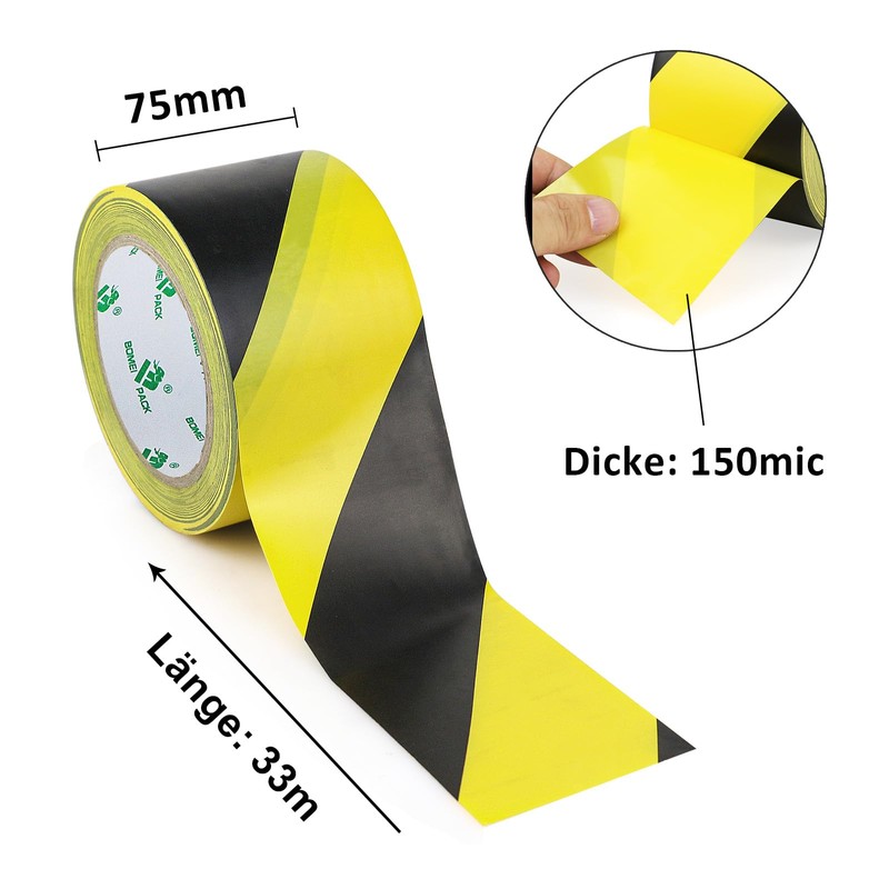 BOMEI PACK Warning Tape Yellow Black Warning Tape Hazard Warning