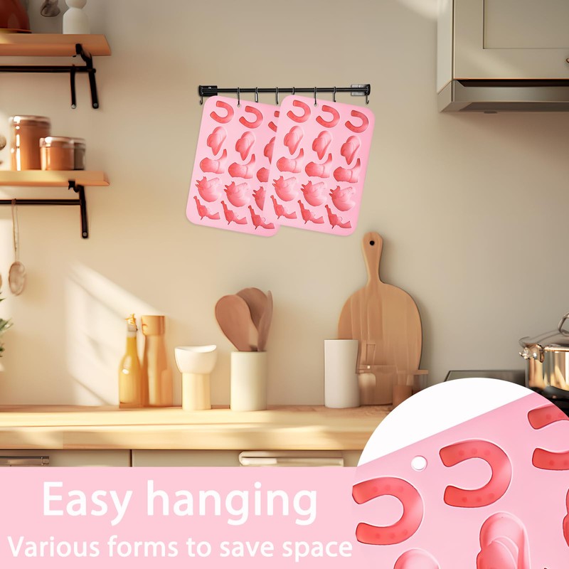 Western Cowboy Ice Cube Mold, Pink Silicone Tray with Horse
