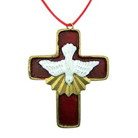 Confirmation Cross Necklace with Dove Spirit Dove Design, 2 Inch