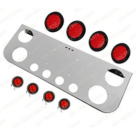QSC Trucks Stainless Steel Rear Center Light Panel w/ 4" and 2" Red Round LED