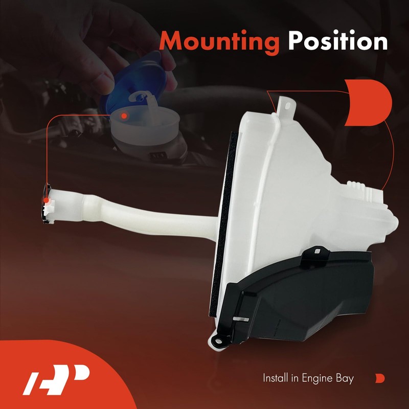 A-Premium Windshield Washer Reservoir with (Washer Pump/Filler Neck/Cap/Hose/Bracket) Compatible with