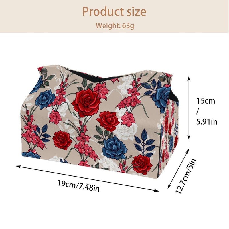 2 Pack Tissue Box Cover Holder, Flowers Ornate Zentangle Texture