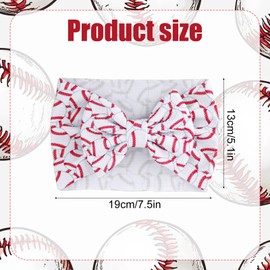 BOXOB Baseball Bow Headband Baby, High Stretchy Soft Nylon Headbands in Red & White Game Sport Event Hair Accessories for Girls and Infants