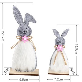HERZWILD Felt Rabbit Stand for Easter, Easter Bunny Figure Wood, Easter Decoration Easter Bunny for Standing (2 Bunny)