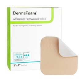 DermaRite's DermaFoam Foam Dressing - Highly Absorbent, Waterproof No Natural Rubber Latex Dressing, Sterile - 20 per Box, 2 in. x 2 in., 1 Count, 10 Packs, 10 Total