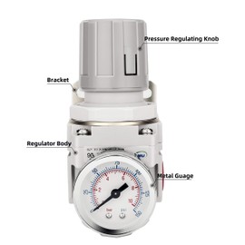 NANPU 3/4" NPT Air Regulator for Compressed Air System, 150 psi Steel-Protected Gauge