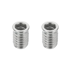 MECCANIXITY 2Pcs Threaded Inserts Nuts, M8x20mm Hex Socket Drive Nut Inserts for Wood - 304 Stainless Steel Screws Furniture Screw in Nuts Bolt Fastener Connector Wood