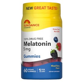 Sundance - Gomitas de melatonina de 5 mg | 60 unidades | Sabor mixto de bayas | Suplemento vegano, sin OMG y sin gluten para adultos