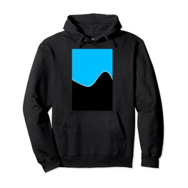 GEOMETRIC TWO TONE WAVE PATTERN DEEP SKY BLUE AND BLACK Pullover Hoodie