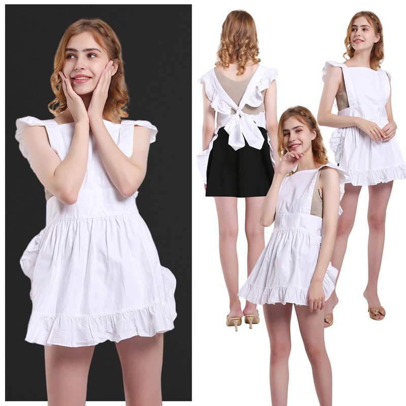 Aspire Cotton Retro Adjustable Ruffle Apron Kitchen Cooking Adult &