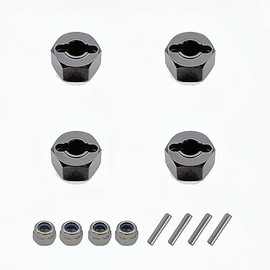 4-Pack 12mm Aluminum Wheel Hex Drive Hub Adaptor with M4 Locknut for RC Model Car(Black)