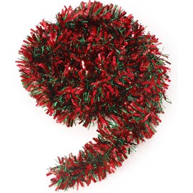 Toyland® 2 Metre Red & Green Tinsel - Decorative Christmas Decor - Festive Tree Garland- 2 Designs Available - Chunky or Fine