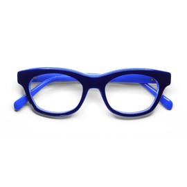 eyebobs Bumfuzzle Premium Reading Glasses for Women and Men | Round Average-Size Reading Glasses | Blue Layer Front and Temples | 3.50