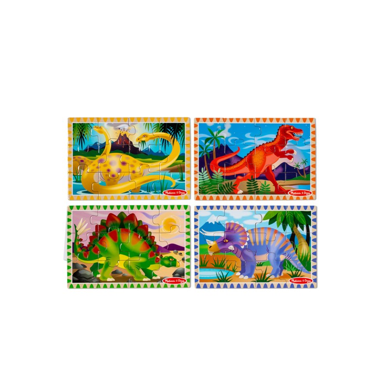 Melissa & Doug 4‑in‑1 Wooden Dinosaur Jigsaw Puzzle Set, 48