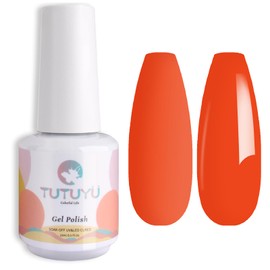 TUTUYU Neon Orange Red, Bright Orange Red Gel Nail Polish 15ml Soak Off Need Nail Lamp for Manicure Salon or DIY Nail Art at Home, Summer Color GP0084