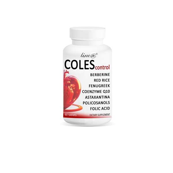 Colescontrol Food Supplement with Red Rice | Polycosanols | Fenugreek | Folic Acid | Coenzyme Q10 | Astaxanthin and Berberis Aristata | 60 Tablets | 2 Months