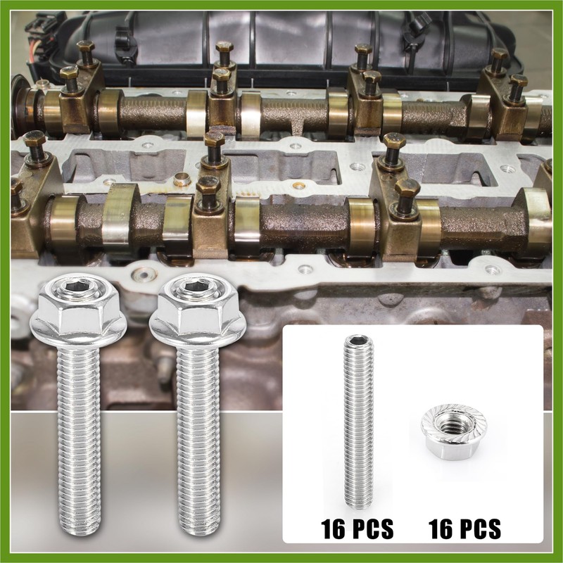 HOPESPANNER 16pcs Stainless Steel Exhaust Manifold Bolt Stud Hardware for