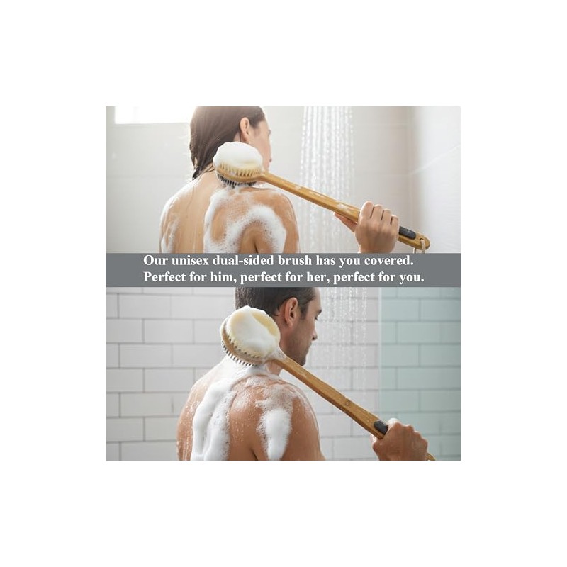 Depurador Trasero Doble Cara Ducha Cepillo Mango Largo Lavado Corporal