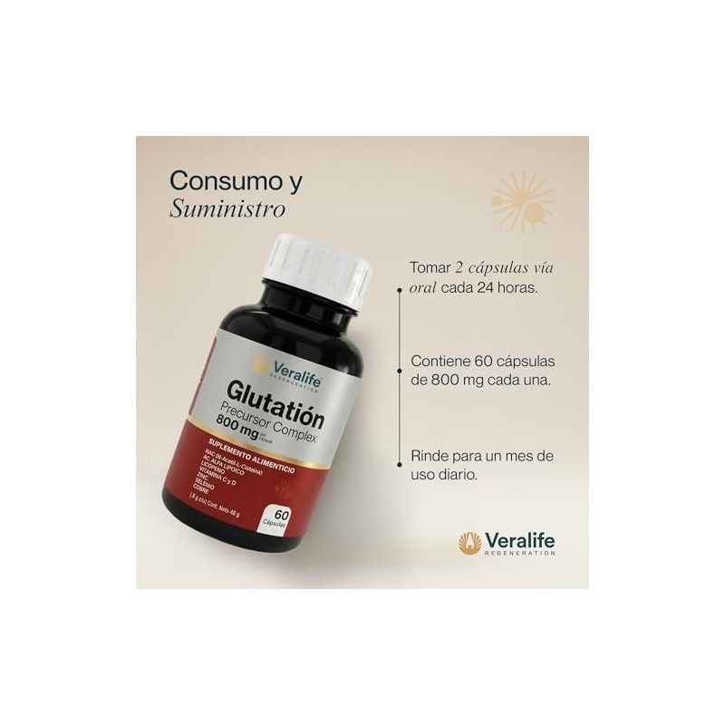Veralife Suplemento Alimenticio Cisteina Vitamina Zinc Selenio Capsulas 800gr Nutricional