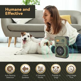 Bubbacare Anti Bell Gerät für Hunde, Antibell Ultraschall Gerät mit 3 Modi, 50Fuß Wiederaufladbares Antibell für Hunde, Anti-Bell-mittel für Hunde Sicher für Kleine Mittel Große Hunde Innen Draußen