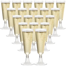 miaomiao Plastic Champagne Glasses, Pack of 20 Champagne Glasses, 160 ml, Reusable Champagne Glasses, Cocktail Glasses, Champagne Glasses for Weddings, Birthdays and Parties, Transparent