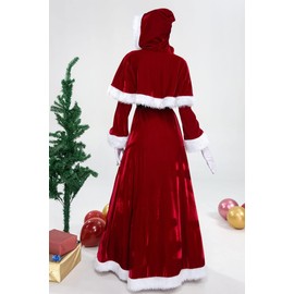 nezababycos Mrs Claus Costume Women Santa Claus Dress Christmas Suit with Red Hooded Cape Hat Outfits for Party New Year Cosplay (X-Large, A)