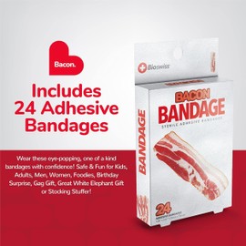 BioSwiss Bandages, Bacon Shaped Self Adhesive Bandage Set, Latex Free, Sterile Wound Care, 24 Count