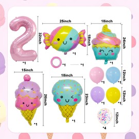 U-Vathing Ice Cream Balloons Set,Popsicle Candy Foil Mylar Balloons Sequins Confetti Ballon Decor for Kids Summer Ice Cream Theme Hawaii Party Birthday Baby Shower Party Supplies (Ice Cream 2)