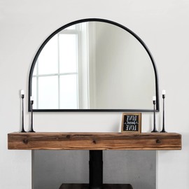 WAMIRRO Minimalist Black Arched Mirror,Large Farmhouse Bathroom Mirror,Fireplace Mantel Mirror, Horizontal Wide Arch Mirror for Entryway/Living Room 26"X36"