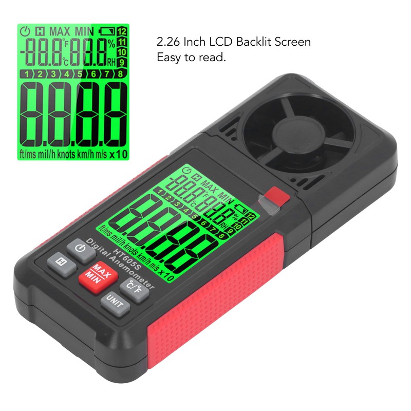 Digital Anemometer High Accuracy 2.26 Inch LCD Screen Thermal Handheld