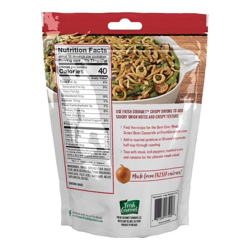Fresh Gourmet Crispy Onions Snack and Salad Topper 3.5 Ounce