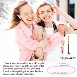 YBISNAIRE Friendship Gifts for Women, Bestie Bracelet Birthday Gifts Ideal for Best Friends, The Waves of Life We've Through Together Bracelet Motivational Jewelry Christmas Stocking Stuffers Gifts