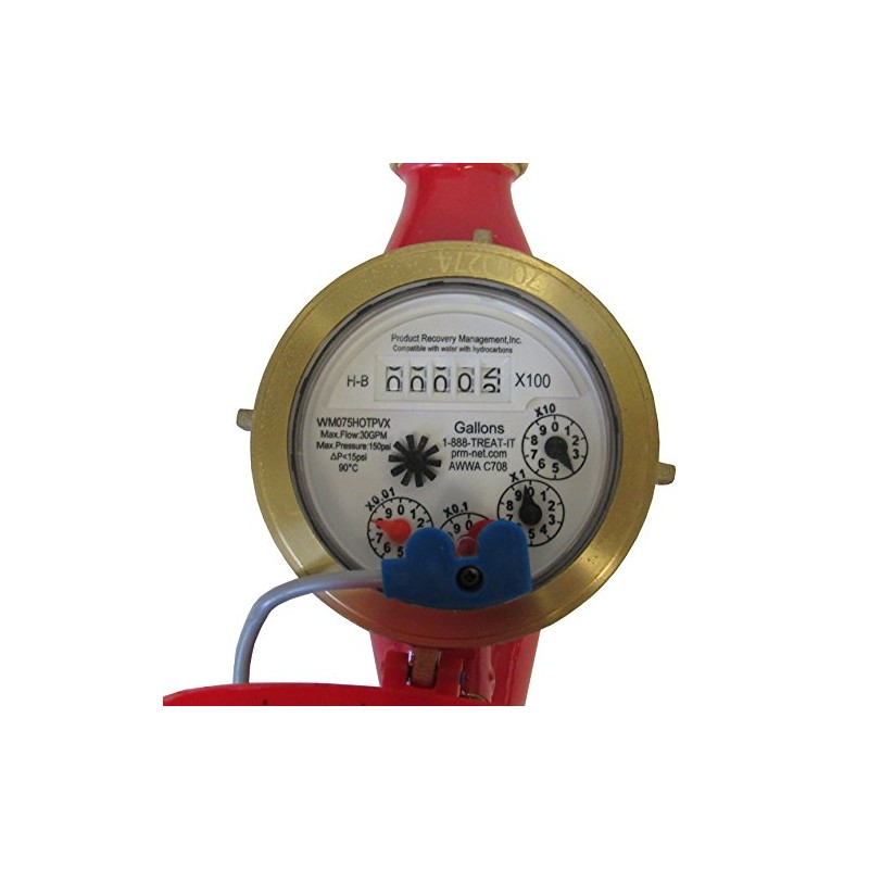 PRM 3/4 Inch Multi-Jet Brass Totalizing Hot Water Meter with
