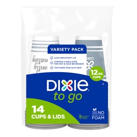 Dixie To Go Medium Paper Coffee Cups With Lids, 12 Oz, 14 Count, Disposable Cups For On-The-Go Hot Beverages | Dixie