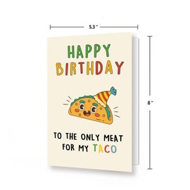 MQMRYeto Funny Taco Birthday Card, Cute Bday Card for Him Husband Boyfriend Wife Her Girlfriend, You're The Only Meat for My Taco, Birthday Gifts Idea for Men