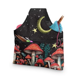 ASQVTIFE Starry Sky Mushroom Yarn Storage Bags Organizer Small Crochet Storage Bag for Women Girls at Home Mushroom Craft Kits Bag Crochet Accessories Stylish Crochet Bags for Crocheting Project