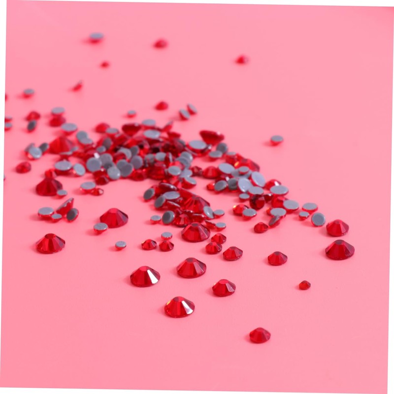 Baluue 300pcs Ab Red Flat Bottom Rhinestones for Nail Art