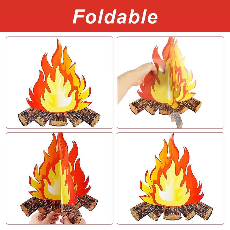 Artificial Fire Fake Flame Paper, 3D Decorative Cardboard Campfire Centrepiece,