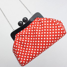 Menurra Polka Dot Evening Bag Clutch Purse for Women Wedding Party Handbag Cocktail Bag (A-red)
