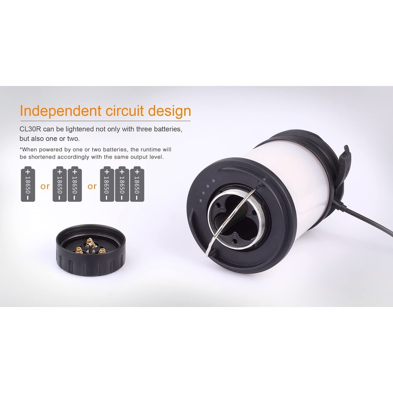Fenix Flashlights CL30R Camping Lantern, Black , 19.4 x 9.8