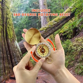 Tobefore Military Compass Metal Army Sighting Compass Mini Portable Copper Waterproof Luminous Navigation Multifunctional Retro Flip Compass with Inclinometer for Hiking, Camping Outdoor Riding Tool