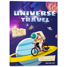 Yakison Sticker Book for Kids, 250+ Universe Stickers & 8 Scenes Activity Sheet, Reusable Busy Book, Seek and Find Sticker Coloring Pad, for Boys Girls Toddlers Ages 2-4 4-8 Years Old 3-5 6-7