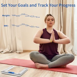 Vitafit Vitafit 550lb Digital Bathroom Scale for Body Weight and BMI Via Smart APP, High Accuracy Assured by Weighing Professional Since 2001, 8mm Tempered Glass, Extra Large Blue Backlit LCD, Silver