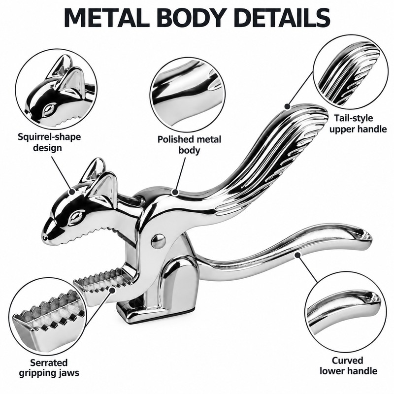 Stainless Steel Squirrel Nutcracker Tool – Multifunctional Handheld Nut Shell